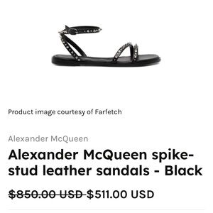 Alexander McQueen studded black sandals size 38. Never worn!